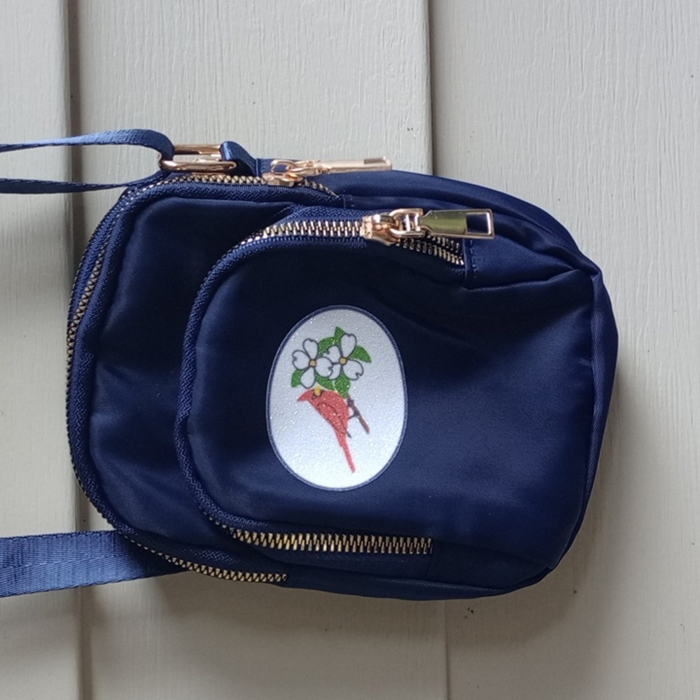 Stylish Navy‎ Crossbody Bag with Embroidered Patch